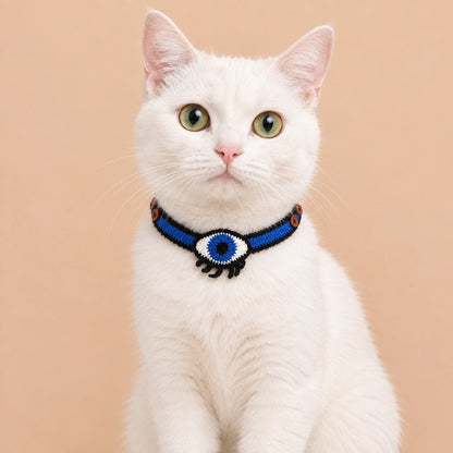 Blue Evil Eye Crochet Pet Collar