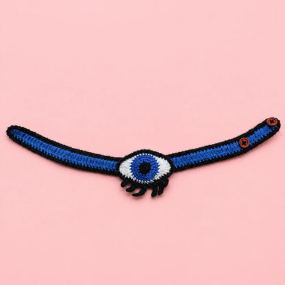 Blue Evil Eye Crochet Pet Collar