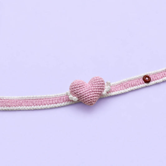Pink Bell Crochet Pet Collar