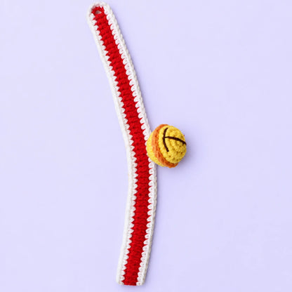 Red-and-White Bell Crochet Pet Collar