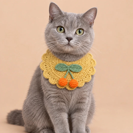 Olive Cherry Bib Crochet Pet Collar