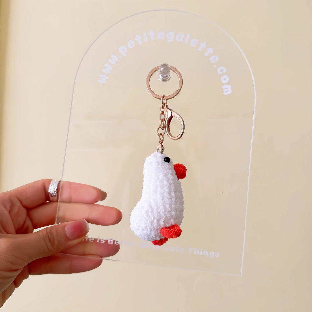 White Goose Crochet Plush Keychain