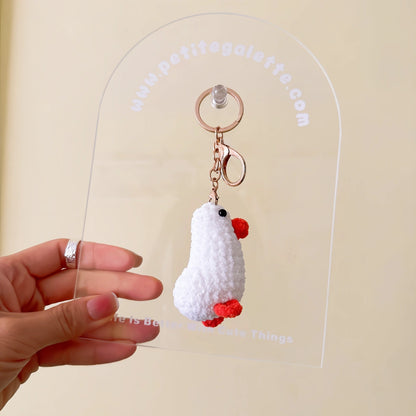 White Goose Crochet Plush Keychain