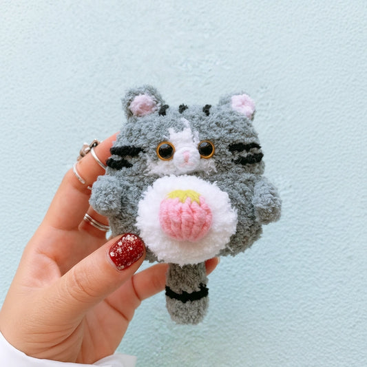 Gray Striped Cat No. 2 Crochet AirPods Case