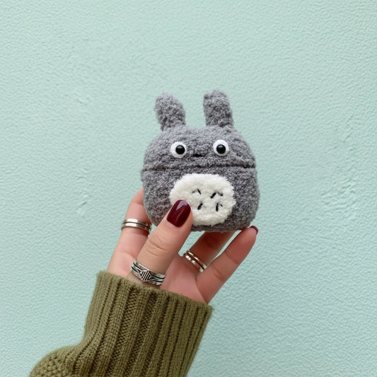 Gray Woodland Friend Crochet AirPods Case