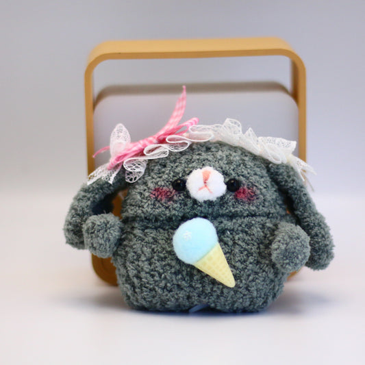 Gray Bunny Crochet AirPods Case