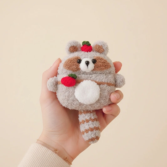 Gray Raccoon Crochet AirPods Case