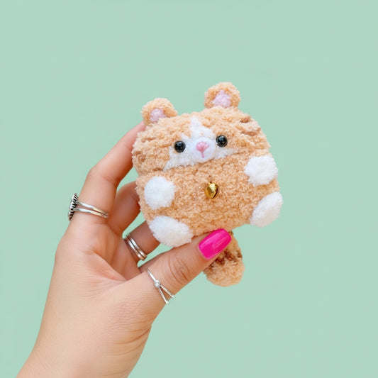Orange and White Cat Crochet AirPods Case
