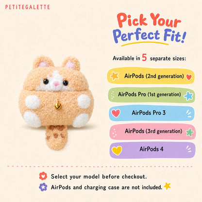 Orange and White Cat Crochet AirPods Case