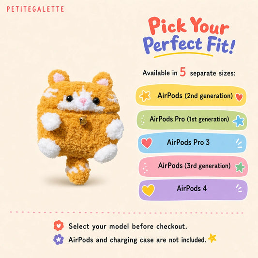 Orange Cat Crochet AirPods Case