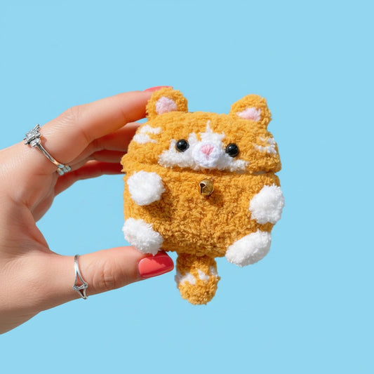 Orange Cat Crochet AirPods Case