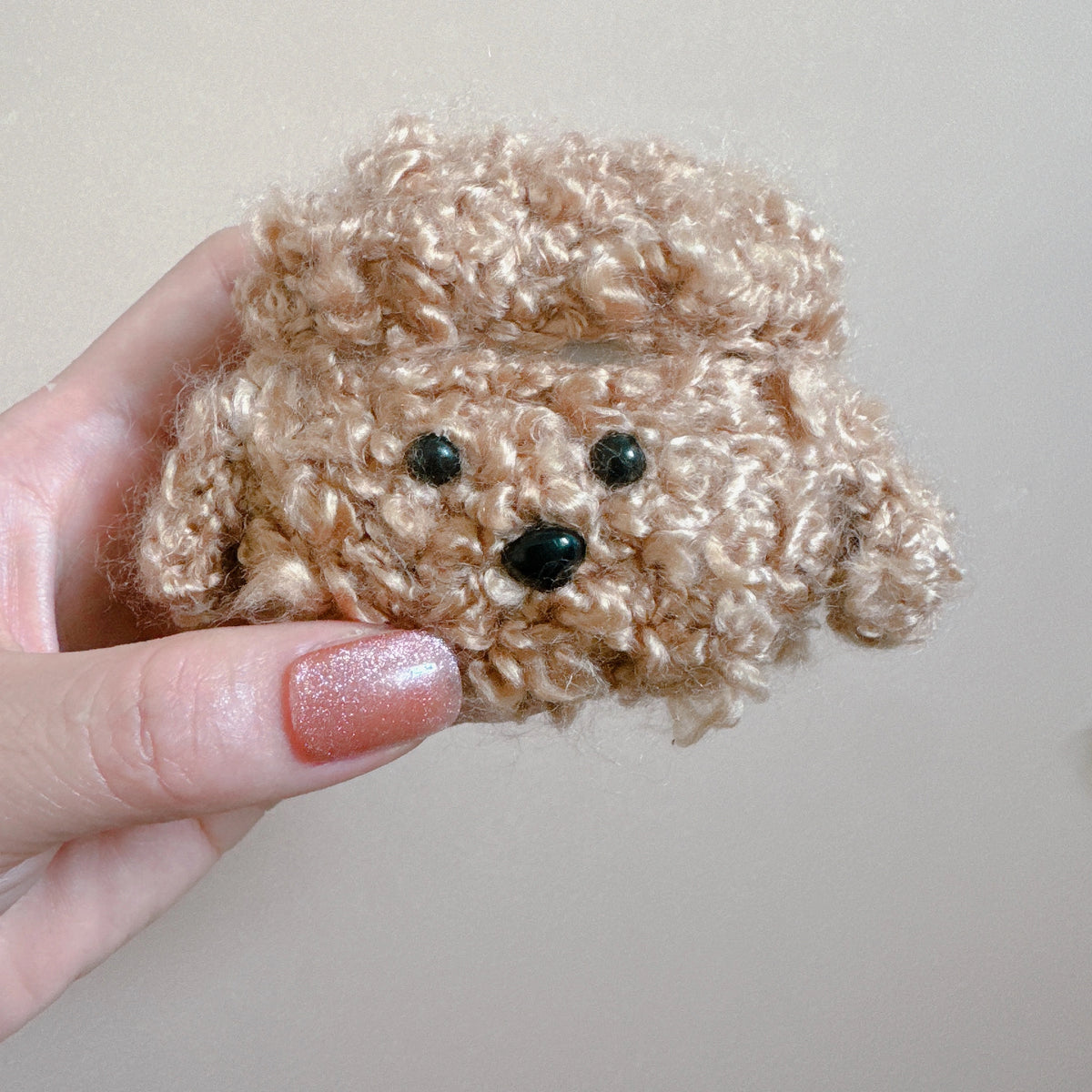 Brown Curly Dog Crochet AirPods Case