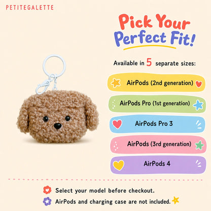 Brown Curly Dog Crochet AirPods Case