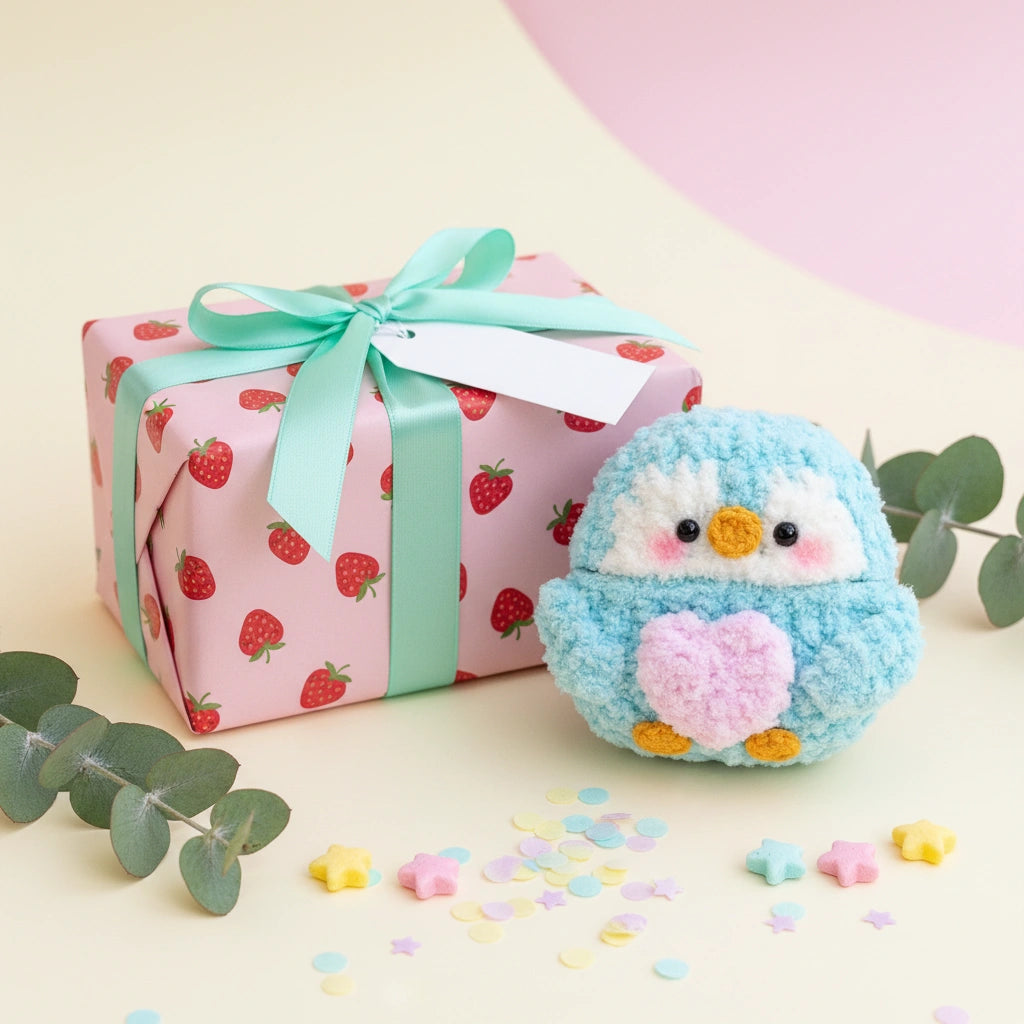 Blue Penguin Crochet AirPods Case