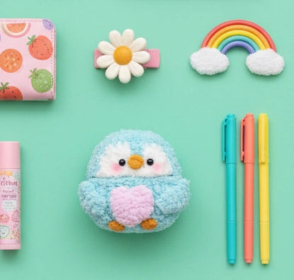 Blue Penguin Crochet AirPods Case