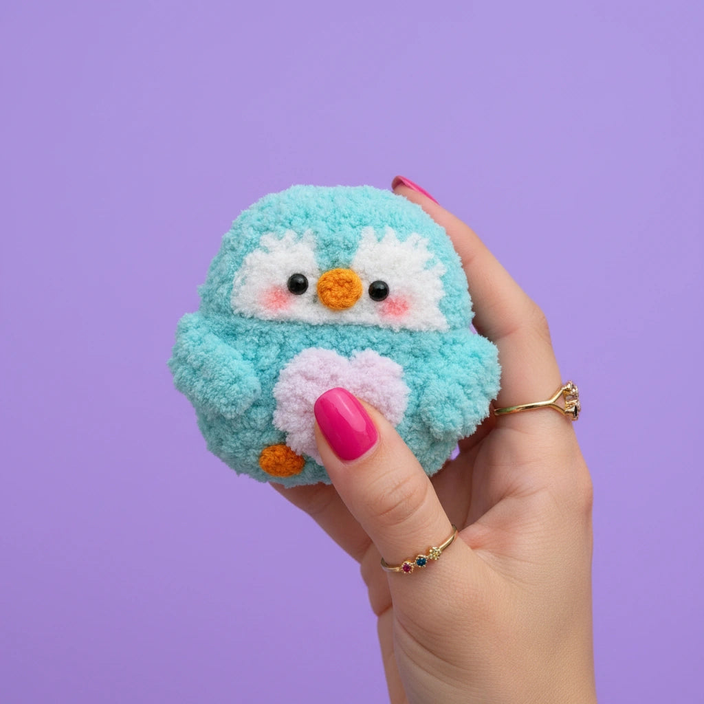 Blue Penguin Crochet AirPods Case
