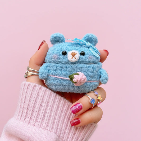 Blue Bear Crochet AirPods Case