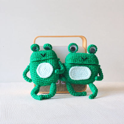 Green Frog Crochet AirPods Case