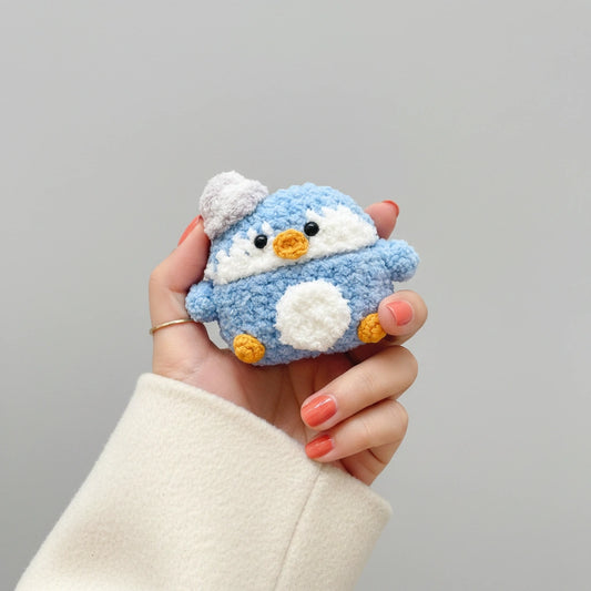 Light Blue Penguin Crochet AirPods Case
