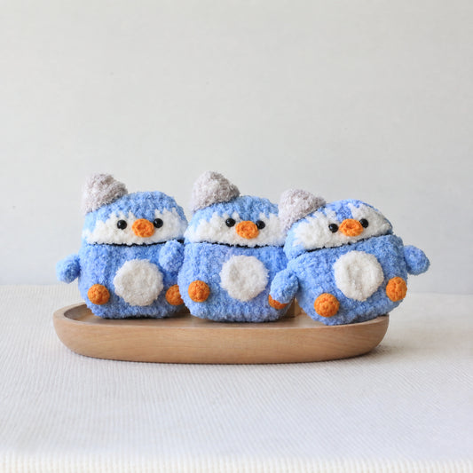 Light Blue Penguin Crochet AirPods Case