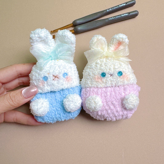 White Bunny Crochet AirPods Case