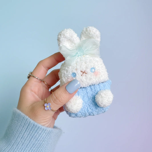 White Bunny Crochet AirPods Case