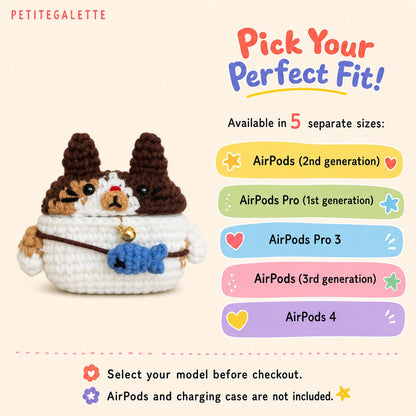 Calico Cat Crochet AirPods Case