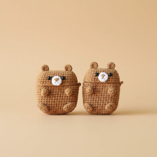 Brown Bear Crochet AirPods Case