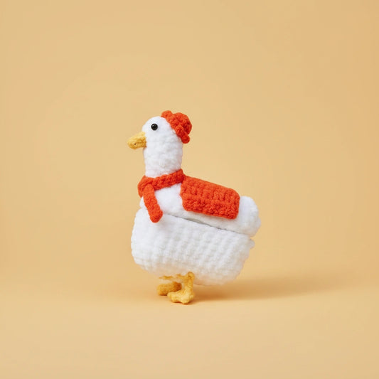 White Duck Crochet AirPods Case