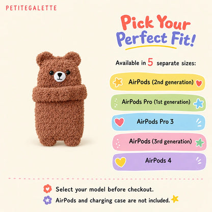 Chocolate Brown Hugging Bear Crochet AirPods Case