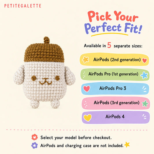 Brown Beret Puppy Crochet AirPods Case