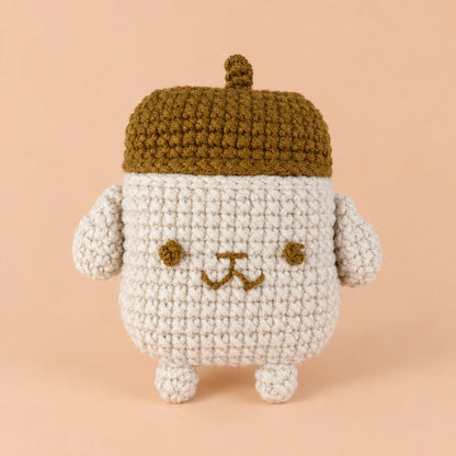 Brown Beret Puppy Crochet AirPods Case