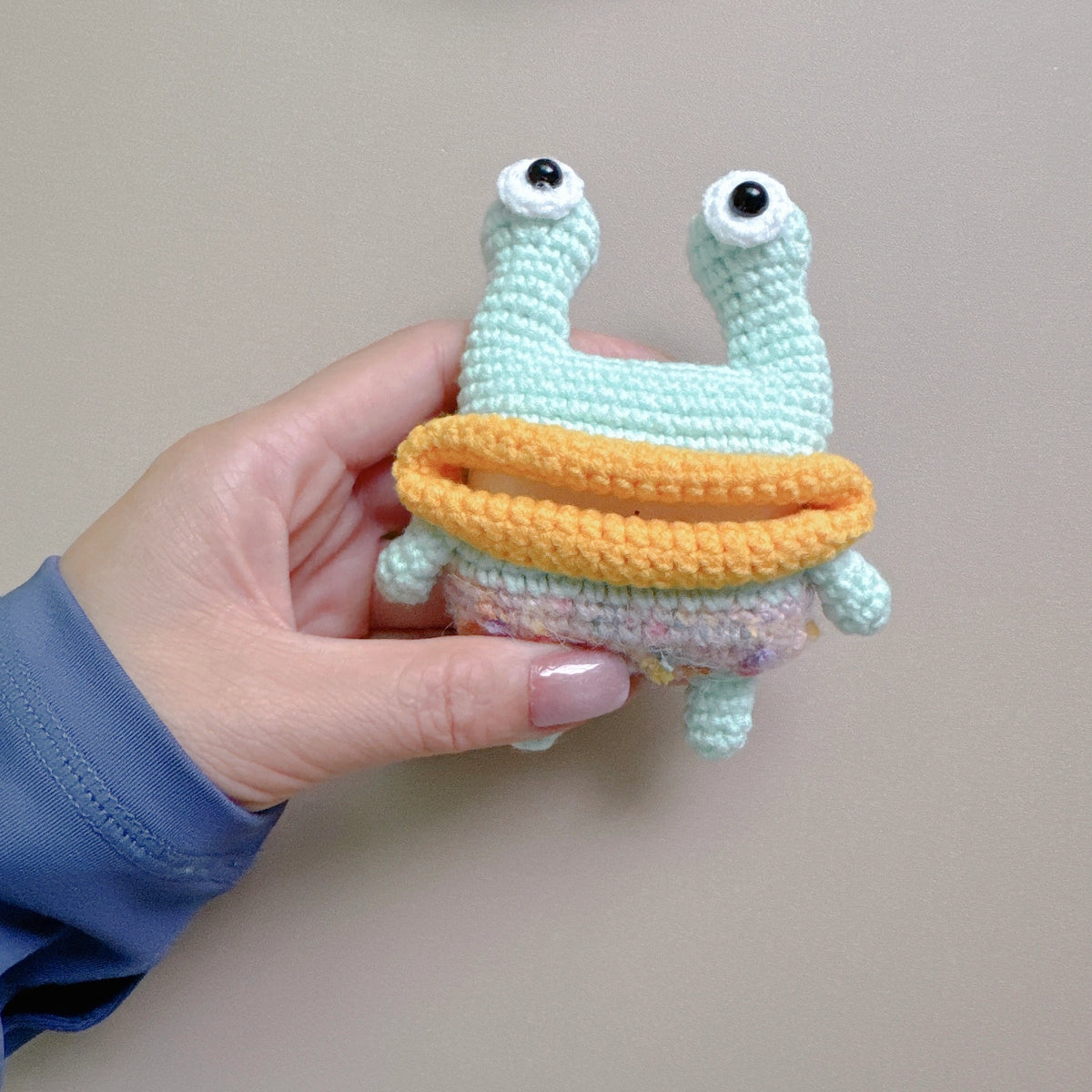 Mint Frog Crochet AirPods Case