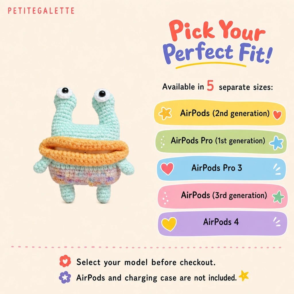 Mint Frog Crochet AirPods Case