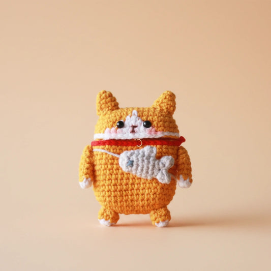 Orange Shiba Inu Crochet AirPods Case