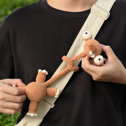 Long Neck Brown Sloth Crochet Bag Charm