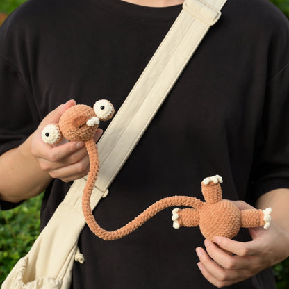 Long Neck Brown Sloth Crochet Bag Charm