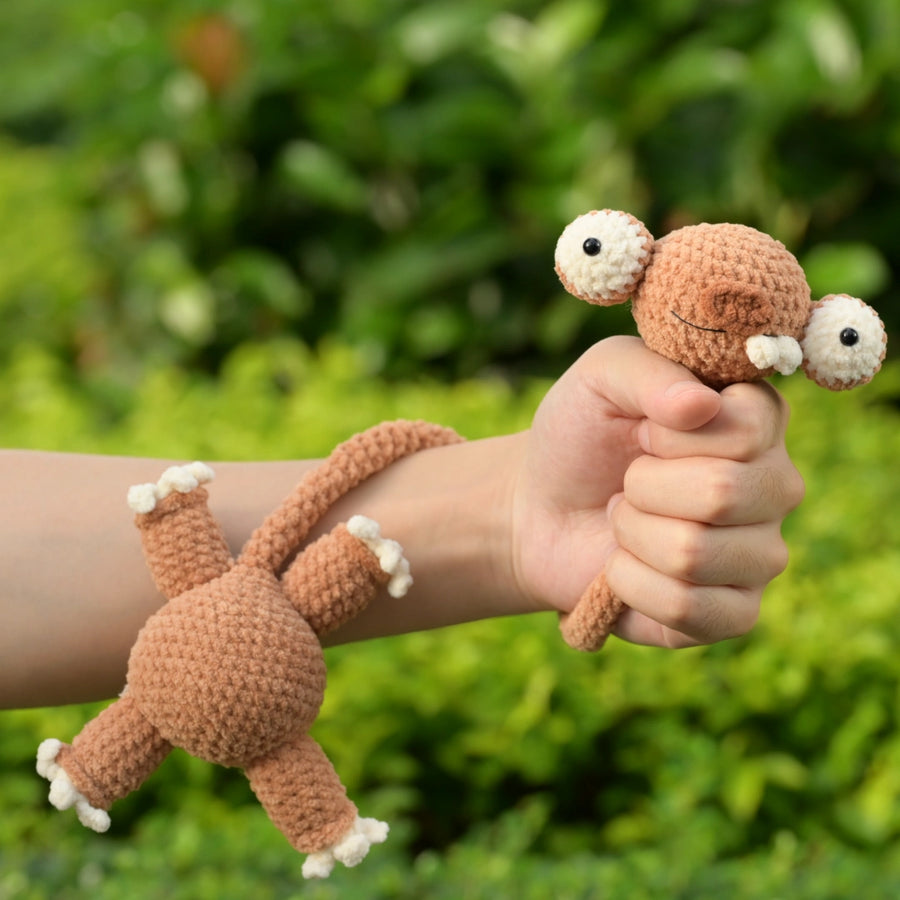 Long Neck Brown Sloth Crochet Bag Charm