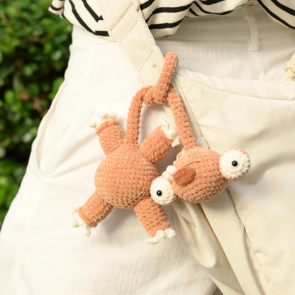 Long Neck Brown Sloth Crochet Bag Charm