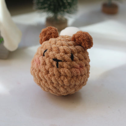 Round Brown Bear Crochet Plush Keychain