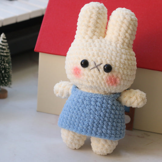 Green Dress Bunny Crochet Doll Keychain