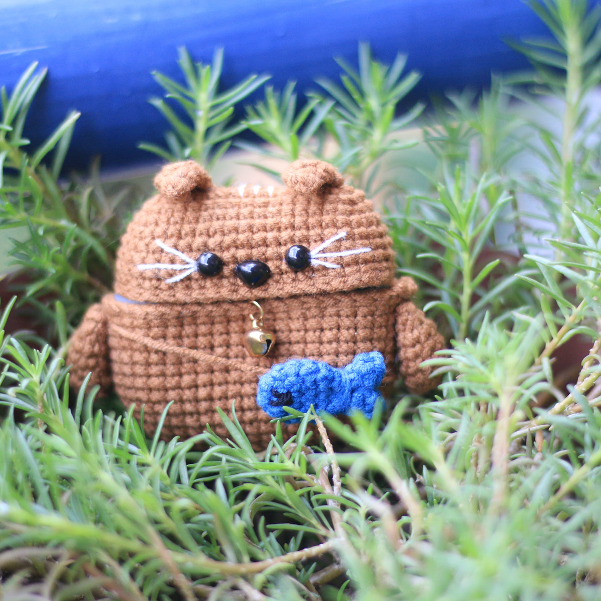 Beige Cat Crochet AirPods Case