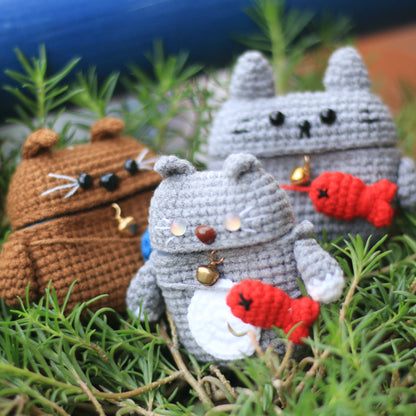 Beige Cat Crochet AirPods Case