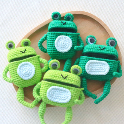 Dark Green Frog Crochet AirPods Case