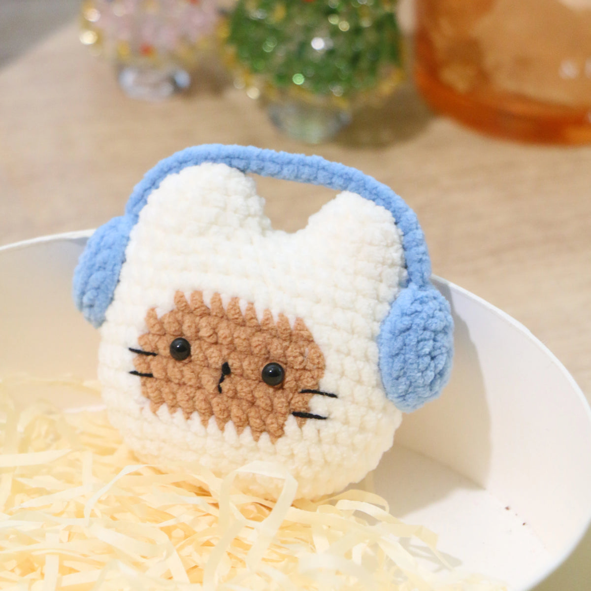 Blue Headphone Toast Crochet Plush Keychain