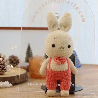 Pink Overalls Bunny Crochet Doll Keychain