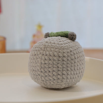 Blushing Gray Leaf-Hat Forest Creature Crochet Plush Keychain