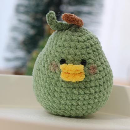 Green Pear Duck Crochet Plush Keychain