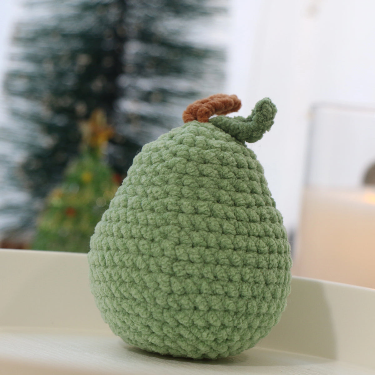 Green Pear Duck Crochet Plush Keychain