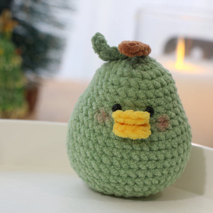 Green Pear Duck Crochet Plush Keychain